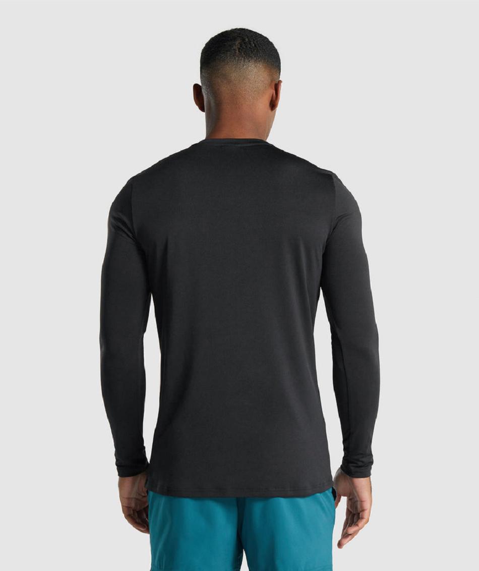 Long Sleeve Gymshark Arrival Estampadas Hombre Negras | CO 3518XYU